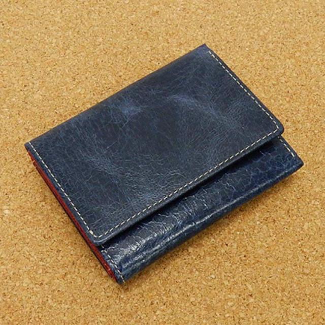 ◆ニブリック◆三つ折り財布◆青◆小銭入れ付き◆日本製◆ピッグレザー/豚革◆AK33-BL