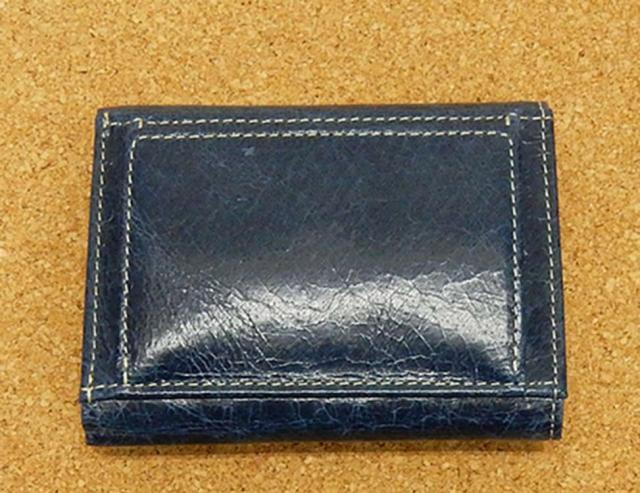 ◇ニブリック◇三つ折り財布◇青◇小銭入れ付き◇日本製◇ピッグレザー