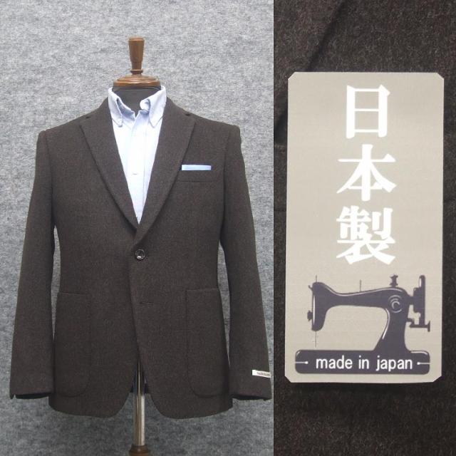 秋冬物ジャケット　ビーバー生地使用　スタイリッシュ２釦　コゲ茶/無地　貼りポケット　[AB体]　メンズジャケット　BEV-J02