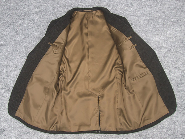 秋冬物ジャケット ビーバー生地使用 スタイリッシュ2釦 コゲ茶/杉綾