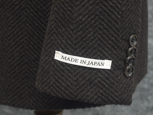 秋冬物ジャケット ビーバー生地使用 スタイリッシュ2釦 コゲ茶/杉綾