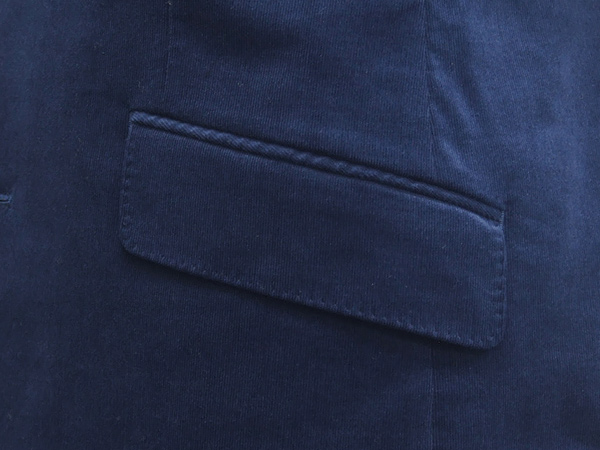 秋冬物ジャケット 綿コーディロイ生地 スタイリッシュ2釦 青紺系