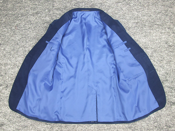 秋冬物ジャケット 綿コーディロイ生地 スタイリッシュ2釦 青紺系