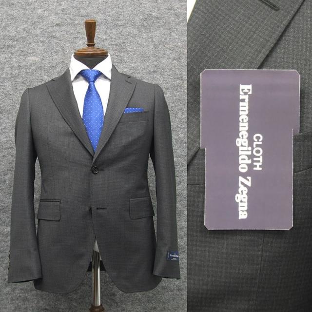 通年〜春夏物　グレー/小格子　[Ermenegildo Zegna] ゼニア TRAVELLER使用 チェック　トレンドスタイル2釦スーツ　[A体][AB体]　EZD68