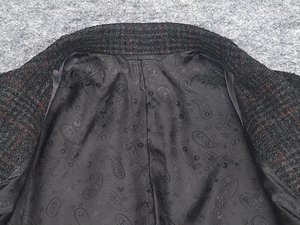 ダブルラグジュアリーコート イタリー生地[FORTEX] 濃グレー/二重格子