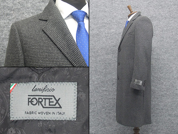 シングルチェスターコート イタリー生地[FORTEX] 紺系/ドット風