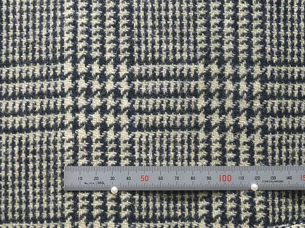 英国生地 [Harris Tweed]ハリスツイード ステンカラーコート 白紺系