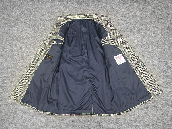 英国生地 [Harris Tweed]ハリスツイード ステンカラーコート 白紺系