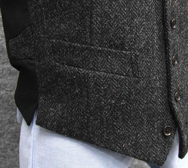 英国生地 [Harris Tweed]ハリスツイード ベスト [A体][AB体] 濃グレー 