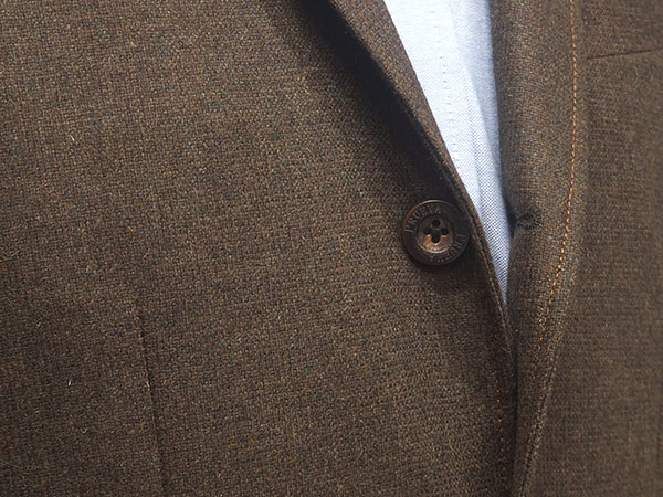 秋冬物ジャケット ウール混 ベーシック段返り3釦 茶系/織柄小格子 [AB