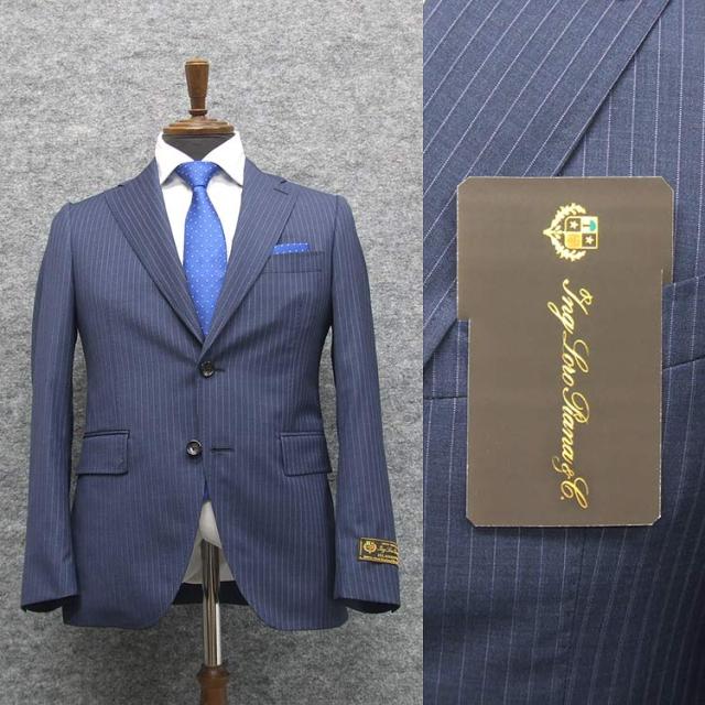 春夏物　青紺/縞　[ロロピアーナ]　ZELANDER DREAM使用　[YA体][A体]　トレンドスタイル2釦スーツ スリム ネイビー ストライプ　LOD60