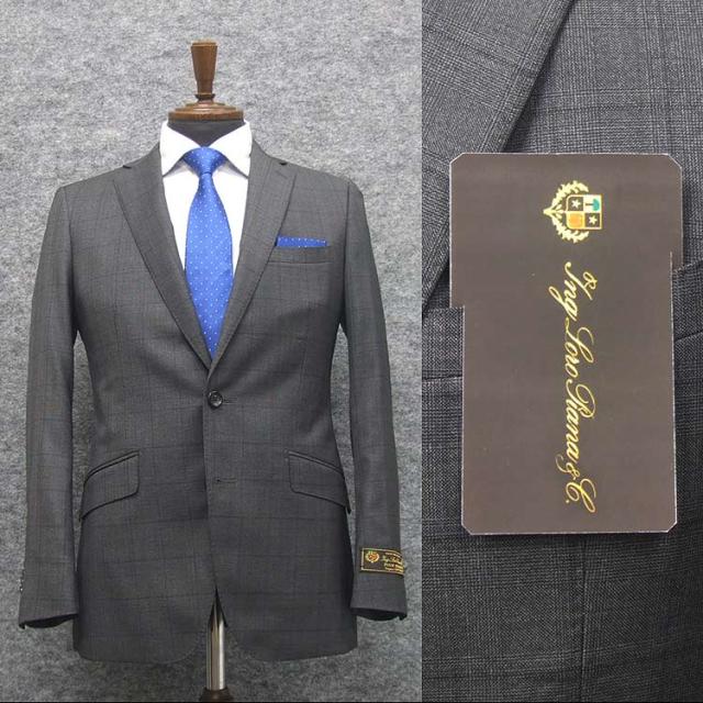 秋冬物　[ロロピアーナ] Super130s生地使用　スタイリッシュ2釦スーツ　グレー/窓枠チェック　[YA体][AB体]　メンズスーツ　LOS38