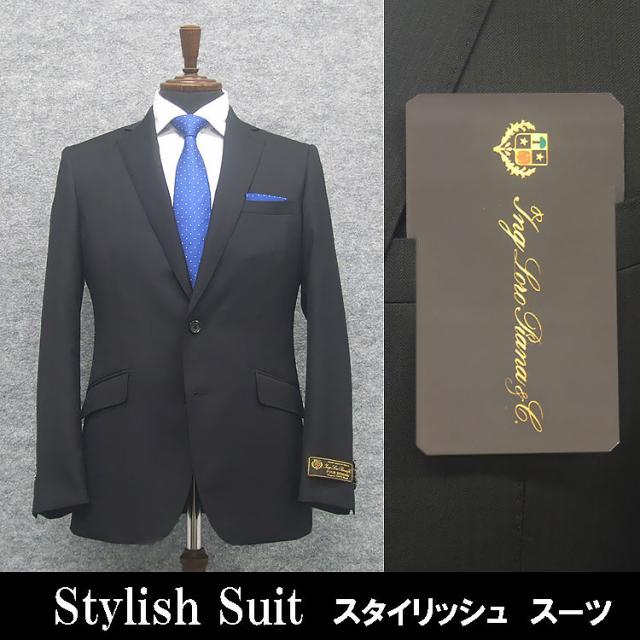 秋冬物　[ロロピアーナ] Super130s生地　FOUR SEASONS使用　スタイリッシュ２釦スーツ　黒/縞　[A体][AB体]　メンズスーツ　LOS84