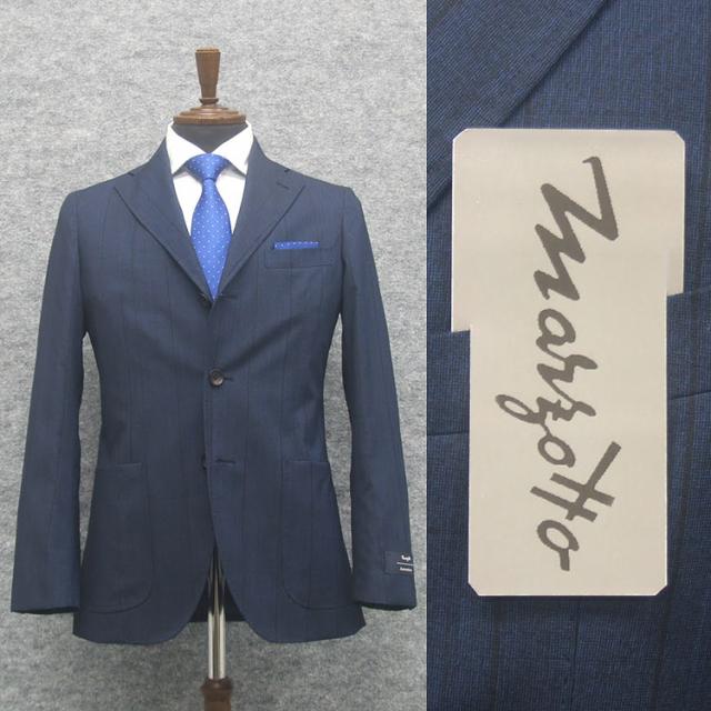 [MARZOTTO]クラシコテーパードスーツ　２タックパンツ　スタイリッシュ段返り３釦シングルスーツ　紺/杉綾　秋冬物　MZ-CL14