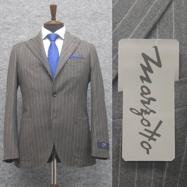 [MARZOTTO]クラシコテーパードスーツ　２タックパンツ　スタイリッシュ段返り３釦シングルスーツ　紺/杉綾　秋冬物　MZ-CL14