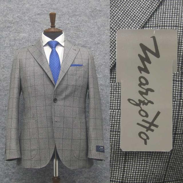 [MARZOTTO]クラシコテーパードスーツ　２タックパンツ　スタイリッシュ段返り３釦シングルスーツ　紺/杉綾　秋冬物　MZ-CL14