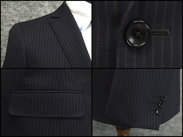 スタイリッシュ2釦スーツ 紺系 ストライプ Ya体 Ab体 秋冬物 総裏地 メンズスーツの通販はau Pay マーケット 背広屋石k