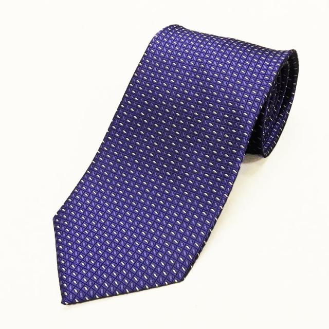 究極の西陣織　シルクネクタイ　抜群の締め心地　青紫×シルバーグレー　総柄　メール便送料無料  NJ-WLD-06