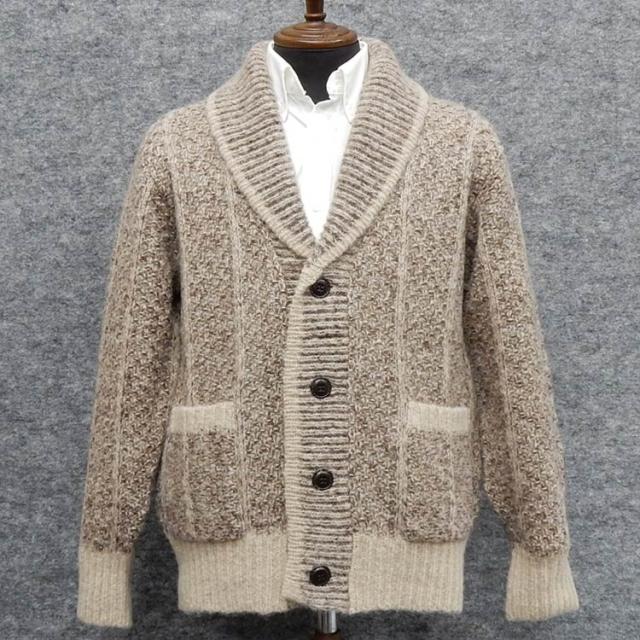 ニットセーター[ROLLEI] 日本製 ベージュ系 ショールカラー ウール100