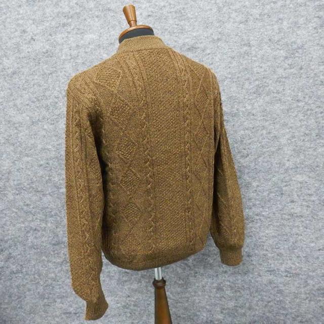ニットセーター フルジップ[ROLLEI] 日本製 茶系 ハイネック ウール100％ メリノウール ケーブルニット ROL79011-1の通販は