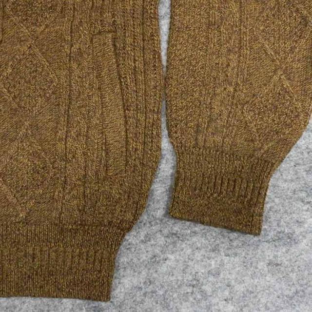 ニットセーター フルジップ[ROLLEI] 日本製 茶系 ハイネック ウール100％ メリノウール ケーブルニット ROL79011-1の通販は