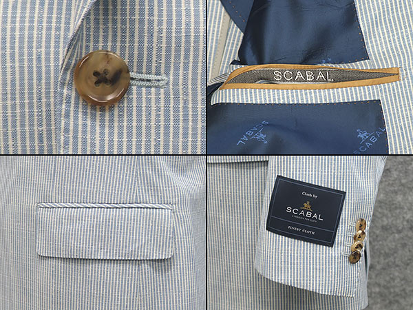 春夏物ジャケット [SCABAL] スキャバル オーダー生地使用 ベーシック2釦 青/無地調 [AB体][BB体] SCB-J60 春夏物ジャケット [SCABAL] スキャバル オーダー生地使用 ベーシック2