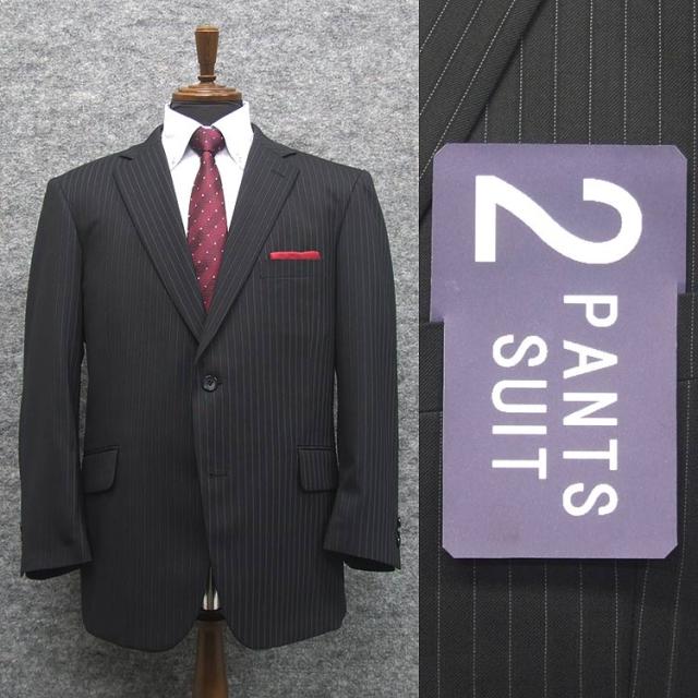 通年物　ビッグサイズ　2パンツ　ベーシック2釦シングルスーツ　濃紺ストライプ　[E体][K体]　メンズスーツ　SE18103-13