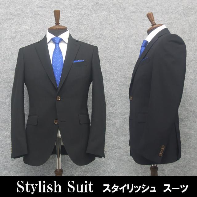 通年　スタイリッシュ2釦シングルスーツ　黒/織ストライプ　[Y体][A体][AB体][BB体]　メンズスーツ　SE6620-03