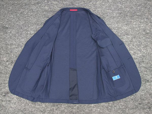 春夏物 ストレッチニットジャケット 青/ハニカムメッシュ シングル2釦 SEJ95130-14_2