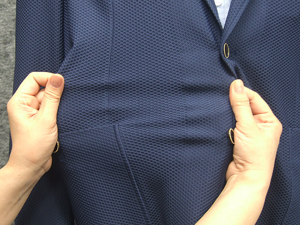 春夏物 ストレッチニットジャケット 青/ハニカムメッシュ シングル2釦 SEJ95130-14_5