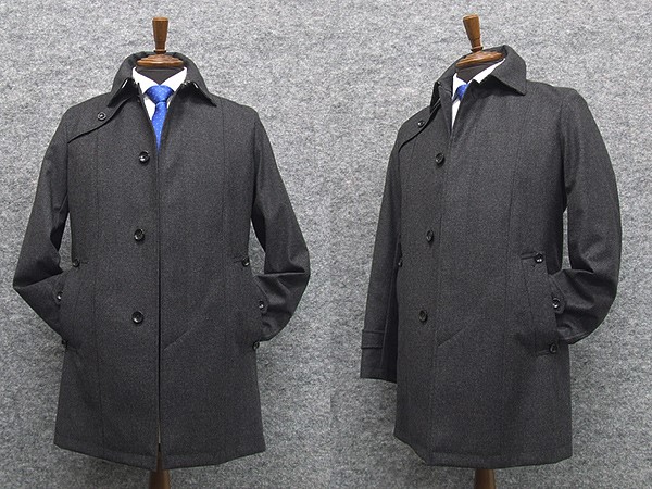 ビジネスコート　トレンチ風　最新ウール素材　[A体][AB体]対応　レギュラーフィット３釦コート　グレー系　SK1403-GY