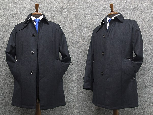 ビジネスコート　トレンチ風　最新ウール素材　[A体][AB体]対応　レギュラーフィット３釦コート　紺系　SK1403-NV