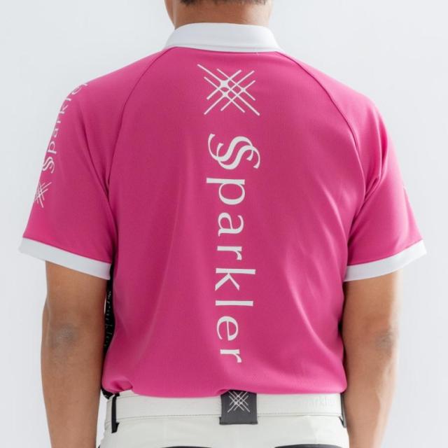 SSparkler（スパークラー） ゴルフウェア ポロシャツ メンズ 半袖 ◆ピンク◆ボタンダウン 送料無料　SPKG-S01-pin_1