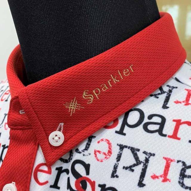 SSparkler（スパークラー） ゴルフウェア ポロシャツ メンズ 半袖 ◆白×赤×黒◆ボタンダウン 送料無料　SPKG-S02-whi_5