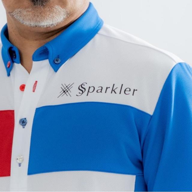 SSparkler（スパークラー） ゴルフウェア ポロシャツ メンズ 半袖 ◆白×赤×青◆ボタンダウン 送料無料　SPKG-S04_5