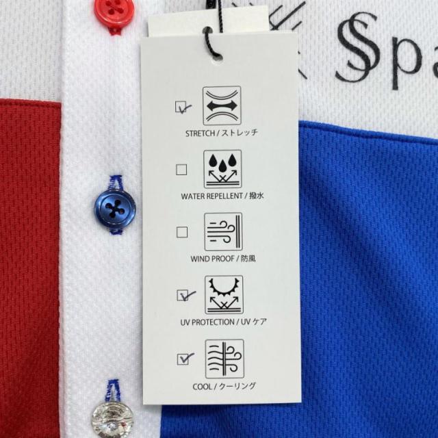 SSparkler（スパークラー） ゴルフウェア ポロシャツ メンズ 半袖 ◆白×赤×青◆ボタンダウン 送料無料　SPKG-S04_8