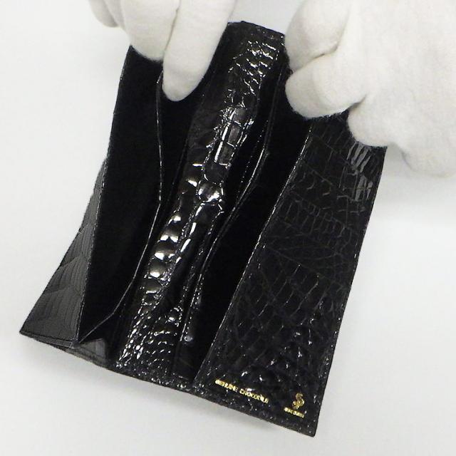 〓天然皮革〓メンズ長財布 札入れ 無双仕立◆ナイルクロコダイル革/センター1枚取り◆黒/シャイニング仕上◆WL10-BK 〓天然皮革〓メンズ長財布 札入れ 無双仕立◆ナイルクロコダイル革/センター1枚取り◆黒/シャイニング仕上◆WL10-BK