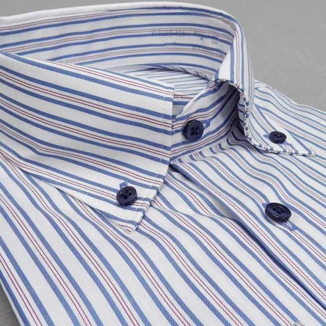 Levin Uomo 長袖 スマートカジュアルシャツ ボタンダウン 白地 藍 赤 ストライプ 形態安定 Yld5 450の通販はau Pay マーケット 背広屋石k