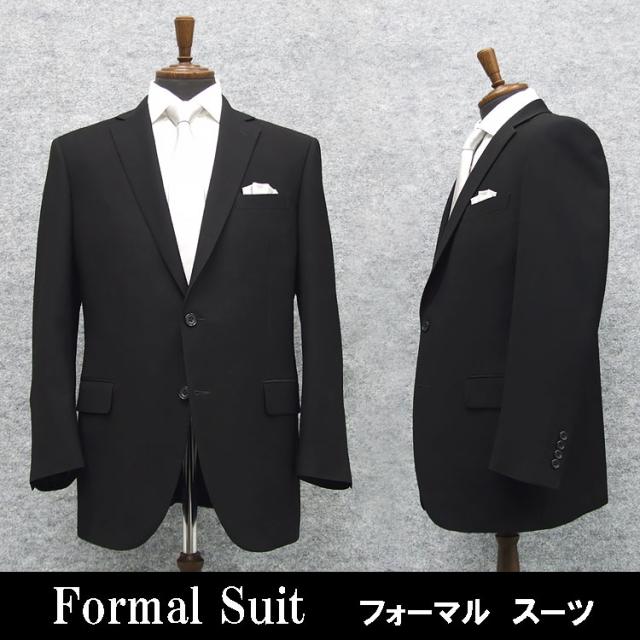 大きいサイズ 礼服 春夏物 シングル ２釦ベーシックフォーマルスーツ ノータック 超黒 kaj930-big