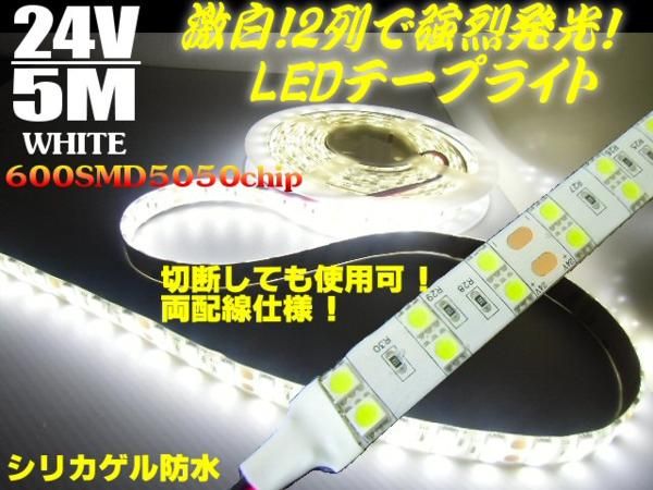 24V/船舶・漁船用/シリカゲル防水LEDテープライト蛍光灯・航海灯/5Mの通販は