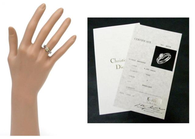 ｸﾘｽﾁｬﾝ･ﾃﾞｨｵｰﾙ 指輪 ﾀﾞｲﾔﾓﾝﾄﾞﾘﾝｸﾞ 0.225ct D・VVS2・EX /Pt950、750YG 【中古】(42018)
