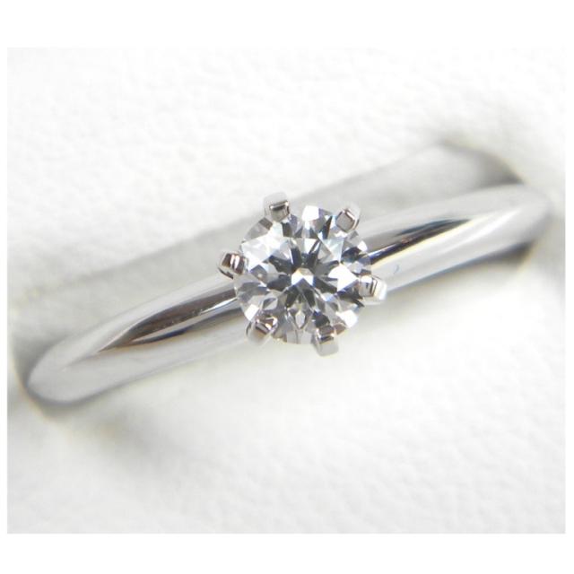 ティファニー Ｐｔ９５０ ダイヤモンド立爪リング ＃８ ０．３０ct  Ｄ−ＶＶＳ２−ＥＸ【中古】(16808)