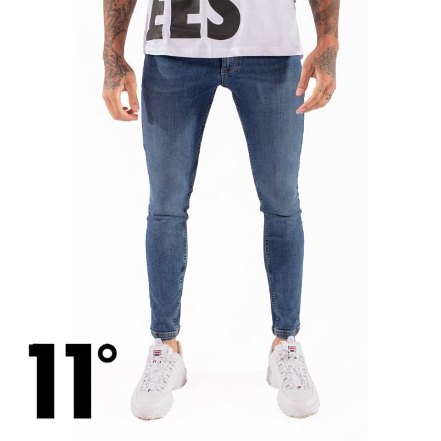 イレブンディグリーズ 11Degrees ジーンズ  Sustainable Stretch Jeans Skinny Fit ミッドブルーウォッシュ ストレッチ デニム パンツ メンズ[衣類]