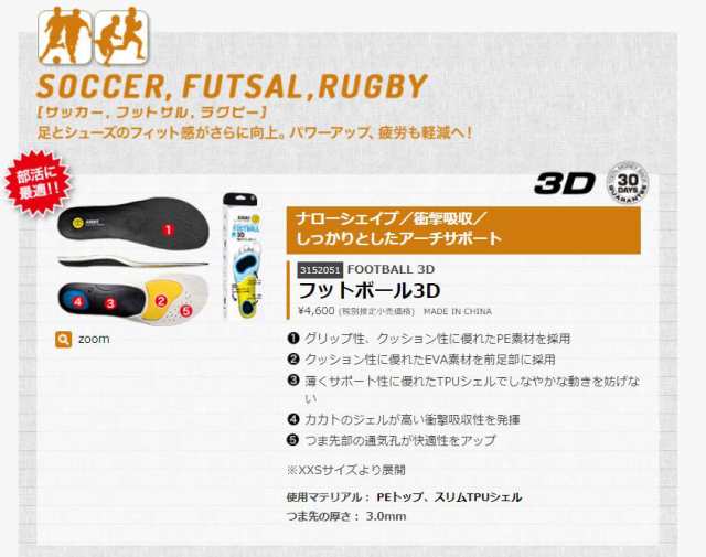 シダス Sidas フットボール3d インソール サッカー フットサル ラグビー 衝撃吸収 の通販はau Pay マーケット フクシスポーツ