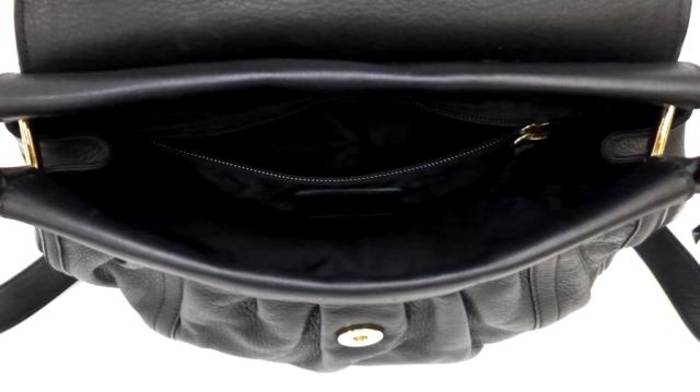 ｴｽｶｰﾀﾞ ESCADA ﾊﾝﾄﾞﾊﾞｯｸﾞ 2WAY ｽﾄﾗｯﾌﾟ付 黒 革×ﾊﾗｺ 【中古】(41394 