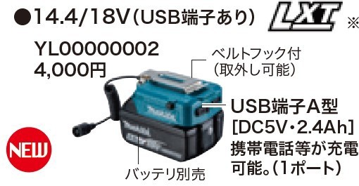 マキタ 14.4V/18V用バッテリーホルダー YL00000002【暖房ジャケット用】｜au PAY マーケット