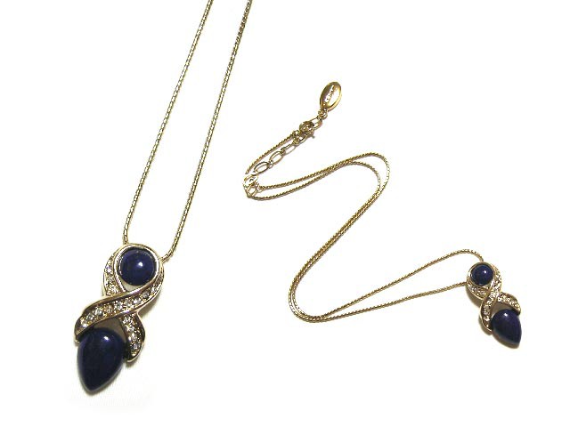 vintage old LANCEL アンティークブルーストーンネックレス antique blue stone necklace (ペンダント  ヴィンテージ ランセル 039924｜au PAY マーケット