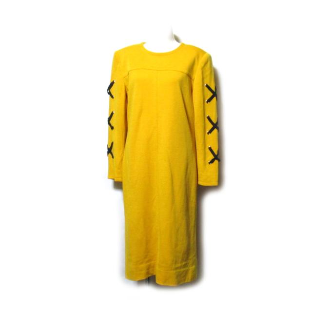 vintage old givenchy ヴィンテージ オールド ジバンシィ 12 レースアップスリーブワンピース 黄色 イエロー ロング 111022 中古 au pay マーケット