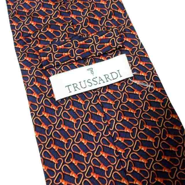 美品 TRUSSARDI トラサルディ イタリア製 ビットシルクネクタイ (絹