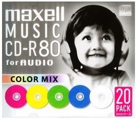maxell 音楽用 CD-R 80分 カラーミックス 20枚 5mmケース入 CDRA80MIX.S1P20S